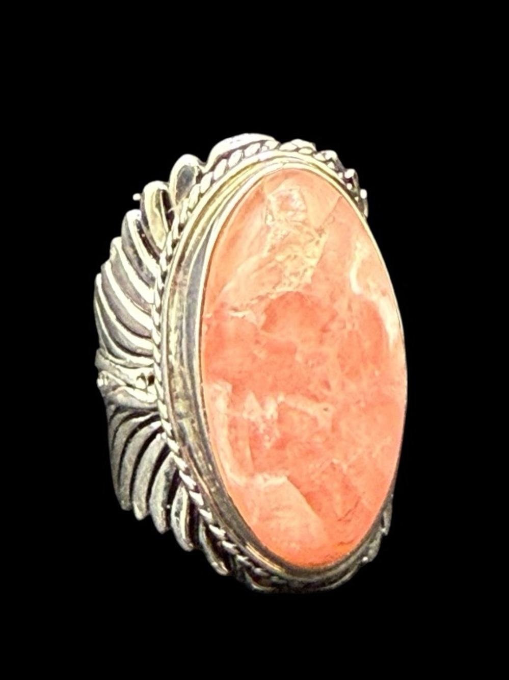 Sterling Silver Pink Coral Statement Ring